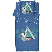 Parure De Lit Enfant Koala 4 Pièces Avec Couette - 90x190 Cm Bleu Câlin - Fabriqué En France
