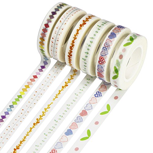 EDGEAM Washi Tape 6er Set Aufkleber Dekoband Klebeband Scrapbooking (Design-A006) - 2