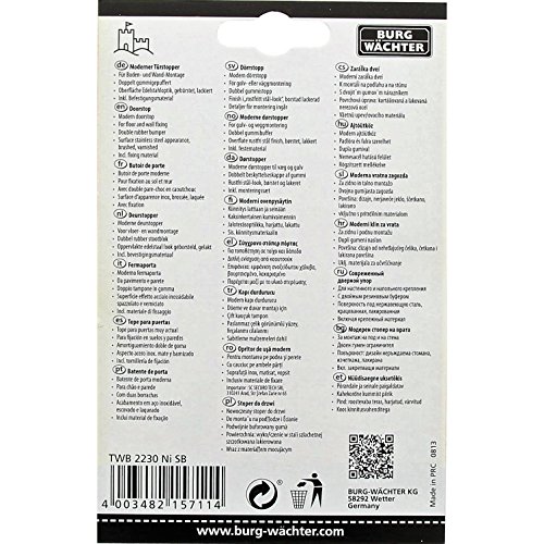 BURG-WÄCHTER Wand- und Boden-Türstopper, Höhe: 44 mm, Durchmesser: 30 mm, Inkl. Befestigungsmaterial, TSB 2230 Ni SB, Edelstahl-Optik - 4