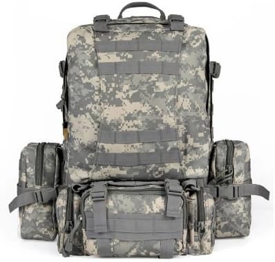 ERollDeep Large Tactical Backpack 50L-Sport Outdoor Military Rucksack Hiking Camping Mountain Climbing Backpack Combined with 3 MOLLE Bags