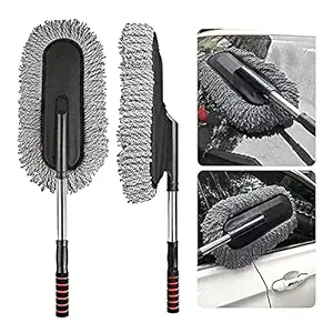 EAYIRA Removable Telescopic Car Wax Drag Nano Fiber Car Wash Brush Car Dusting Tool Car Mop Wax Dash Duster Exterior Interior Cleaning Kit Car Duster 1 Pcs Set