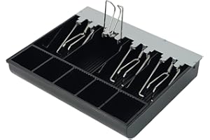 HDWR HD-WS33 Tiroir Caisse, 30x25x6 cm, Tiroir-caisse Monnaie, Tiroir-Caisse Enregistreuse, Plateau Pour Tiroir-Caisse, Acier à Ressort, Compartiments Réglables Pour Pièces et Billets