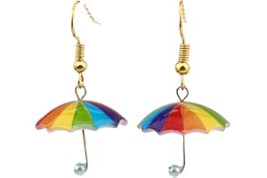 Teegxddy 2 PCS pendientes mujer aretes para mujer paraguas arcoiris pack pendientes mujer moda boho pendientes bohemios mujer moda boho