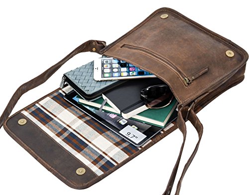 Umh  ngetasche Gusti Leder studio  Fred  Schultertasche Ledertasche Arbeitstasche Unitasche Freizeittasche B  ffelleder Echt Leder Unisex Dunkelbraun 