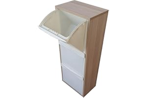 LIBEROSHOPPING Mueble de madera para reciclaje con 3 compartimentos, color roble, 25 x 40 cm y 101 cm de alto