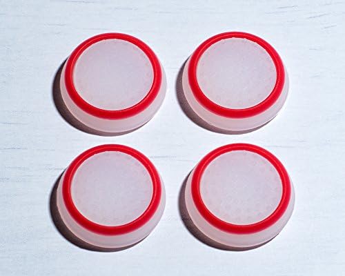 LilysWorld Silicone Thumb Stick Analog Controller Grip Caps (4 pack / 2 Pair) for PS4, PS3, Wii U, Wii Nunchuck, Xbox One, and Xbox 360 Gamepads - (White/Red)