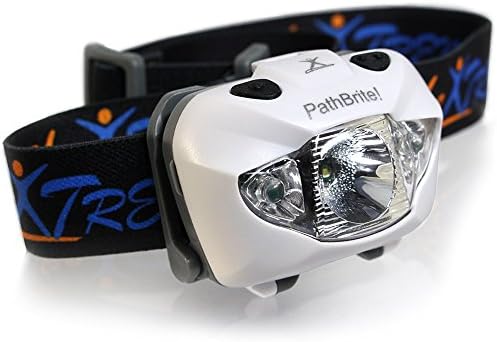 PathBrite™ Headlamp Torch LED - Best for Outdoor Sports or Household Works. SPECIAL Hand Motion IR SENSOR Switch. White Light, Strobe Red, SOS Signal - Ultra Bright, Comfortable. Battery Life up to 120 Hours. LIFETIME Warranty (White)