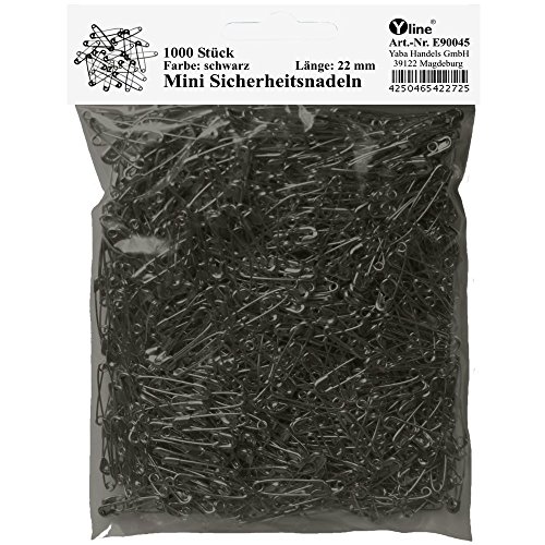 1000 Stück Mini Sicherheitsnadeln klein, schwarz ca.22 mm, Sicherheits- Nadel Nadeln, E90045