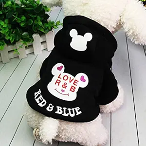 Gojira/Pet/Dog/Cat Velvet/Woolen Hoodie/Winter Clothes (Black) (S)