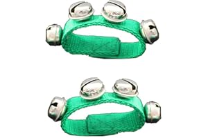 XUELIYUN 2 Pcs Multi Color Musical Rhythm Toys and Nylon Band Wrist Bell Ankle Bells Band Wrist Bell Wrist Foot Bell Instrument for Kids Baby Adult Best Holiday Birthday Party Gifts（Green)