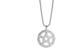 TEAMER Collana con ciondolo a forma di pentacolo soprannaturale in acciaio inossidabile, amuleto per protezione da strega, per uomo e donna, in acciaio inossidabile, unknow, Acciaio inossidabile,