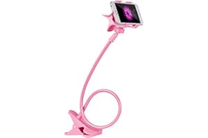 FSLLWGWG Handy Halter Schwanenhals, Universal Handyhalterung aus Eisen 360 Rotation Mit Clip, Flexible Lang Arm Einstellbar, Lazy Handy Halter Ständer für Smartphone für Bett, Schreibtisch, Auto (Rosa)