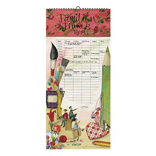 Familienplaner 2019, übersichtlicher Monatsplaner mit 14 Monatsseiten und jeweils 5 Spalten, jahresübergreifend, Spiralbindung, zum Aufhängen, für die ganze Familie oder WG