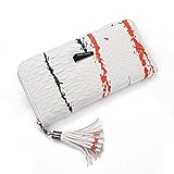YWX Light Nylon-Handtasche Unisex Abzeichen Schmuck Krokodil Textur High-Capacity Handytasche Geldbörse Shopping Trip Mode Fashion-Match (Farbe : Weiß)