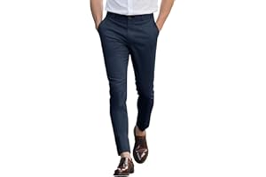 GINGTTO Pantaloni Chino Uomo Skinny Fit Scacchi Elasticizzato Pantalone Check Taper Stretch Trousers