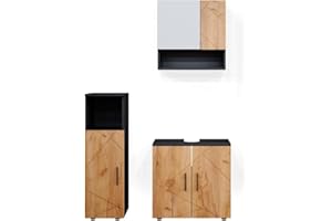 Vicco set mobili bagno Irma, Antracite/Rovere, 3 parti