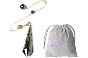 AITELEI Pendolo di cristallo della pietra preziosa naturale 12 Ciondolo di chakra curativo di terapia Facted per rabdomanzia Divinazione Reiki bilanciato con catena