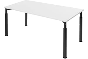 ‎BOHO OFFICE boho office® Konferenztisch, Schreibtisch, Tisch, Schwarz, in der Höhe einstellbar inkl. Tischplatte in 180 x 80 cm in Weiß