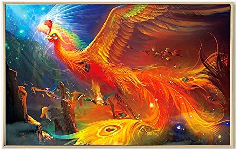 PalaeoWind Phoenix Shape 5D Diamond Embroidery Drill Round Diamond Diamond Cross Stitch DIY Living Room Bedroom,150*97cm