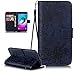 Produktbild Roreikes Samsung Galaxy J5 (2015) J500F Hülle, Galaxy J5 (2015) J500F Case, Muster PU Leder Handyhülle Flip Wallet Cover Blume Schmetterling Pattern Hülle Bookstyle Tasche mit Strap Portable Carrying Schutz Cases Etui Lederhülle Handytasche mit Magnetic Closure Stand ID Card Slots Pouch Soft Silikon für Samsung Galaxy J5 (2015) J500F (Marineblau)