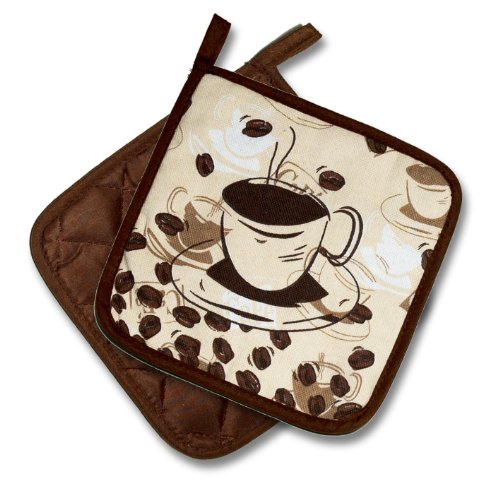 2 x (= Paar) “ COFFEE TIME “ Farbe : Braun – wunderschönes Kaffee – Haus Motiv – Backhandschuhe Handschuhe Ofenhandschuhe Grillhandschuhe – Hochwertig , mit Baumwolle , eine schöne kleine Geschenk – Idee – NEU - 2