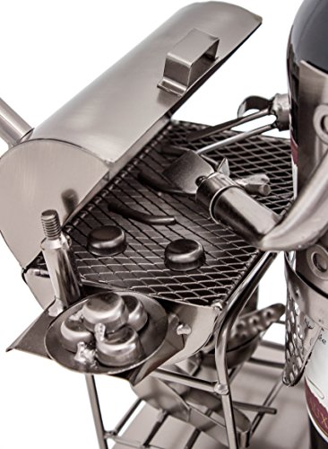 BRUBAKER Flaschenhalter Barbecue Metall Skulptur mit Geschenkkarte - 3