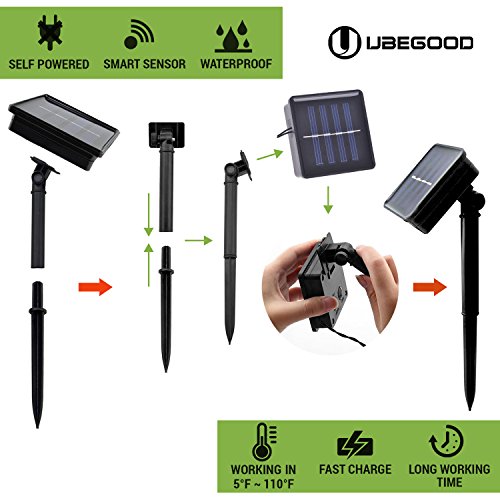 Solar Lichterkette, Ubegood 20er LED Solarleuchten, Solar String Lights Außenbeleuchtung, Wasserdicht Outdoor LED Lichter für Weihnachten Party, Heim, Hof, Garten, Hochzeit, Geburtstag (Warme Weiße) - 6