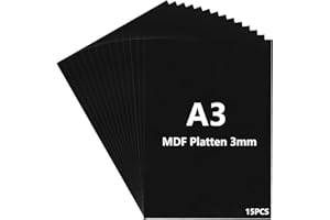YAYODS 15 placas de madera A3 MDF de 3 mm, 420 x 300 x 3 mm, para manualidades, placa de madera negra para láser, enrutador CNC, modelado, calado, sierra de marquetería