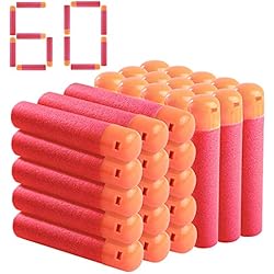 StillCool 60pcs 9.5cm Mousse Fléchettes Recharge Balle pour Nerf N-Strike Mega Elite Blasters Pistolet Jouet (60pcs Rouge)