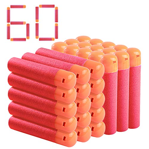 StillCool 60pcs 9.5cm Mousse Fléchettes Recharge Balle pour Nerf N-Strike Mega Elite Blasters Pistolet Jouet (60pcs Rouge)