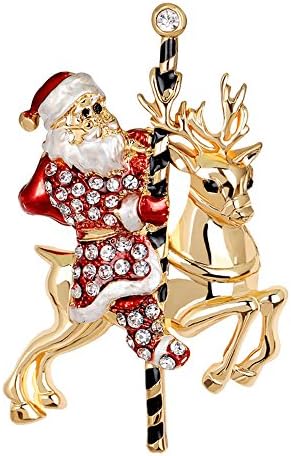 LANMPU Poppy Brooch - Gold Plating and Swarovski Crystals Brooch Pin Christmas Party Decoration Ornament (Santa Claus)