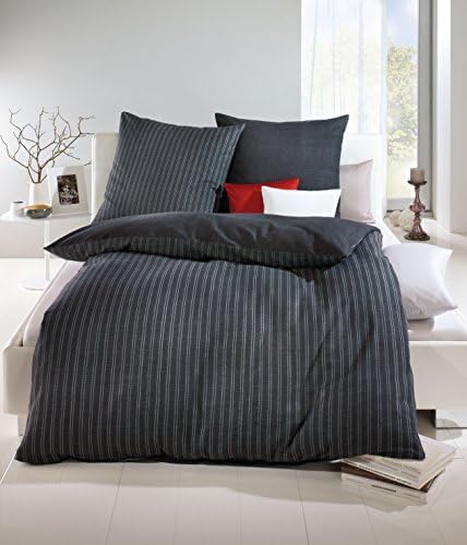 Kaeppel Soft Flannelette Bed Linen Eternity Combo Pewter, 100% Cotton, 155 x 220 cm + 80 x 80 cm