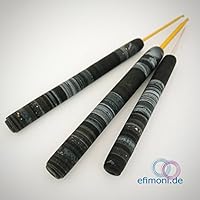 Efimoni - extravagante Häkelnadel 2mm oder 3,5mm mit Streifenmuster | schwarz | Polymerton | handmade | Unikat