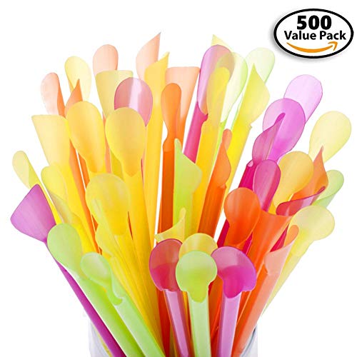 Kail 500 unidades, 7 - 1/4 "Cono cuchara pajitas 7 - 1/4" varios colores pajita de plástico desechable