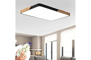 BFYLIN 72W LED Deckenleuchte Holz Lampe mit Fernbedienung - Deckenlampe Ultra-dünne 6cm für Schlafzimmer Wohnzimmer Kinderzimmer, Dimmbar (72W Dimmbar)