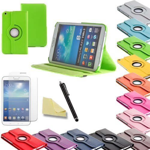 3in1 SET Tab3 8.0 360° Schutzhülle + Folie + Pen Samsung Galaxy Tab 3 8.0 SM-T310 T311 T315 Tasche Etui (Grün)