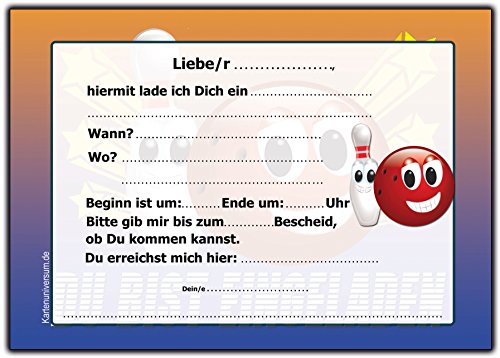Bowling Einladungskarten Kindergeburtstag Verein Einladung Einaldungskarte – 12 Stück - 2