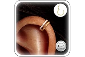 ESHIONER G23 Titan Conch Piercing Schmuck Helix Gold Silber Hoop Septum Rook Tragus Daith Piercing Hinged Segment Clicker 16G 8MM 10MM 12MM Nasenring Double Creolen Helix Knorpel Ohrringe für Damen