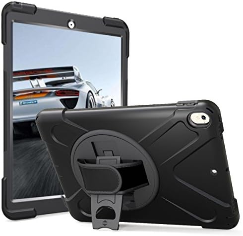 iPad Pro 10.5 Case, Otufan [Heavy Duty] Full-Body Protection Case for iPad Pro 10.5 inch, [Rugged: Shock Proof] Armor Case Cover with KickStand and Adjustable Hand Strap for Kids Friendly (iPad Pro 10.5 inch, Black)