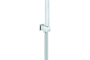 GROHE Euphoria Cube Stick Ensemble de Douche (Pommeau de Douche 1 jet, Support Mural et Flexible SilverFlex 1.25m), Economie d'Eau, Chromé, 26405000