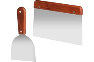 JIUJUDA9 1 PcsDough Scrapers,with 1 Flat Spatula，Metal Bench Scraper, Stainless Steel Dough Cutters with Handle, Pizza Bread Scraper Tool for Dough Scrappers Tool Cake Dough Baking Pasta Cutters