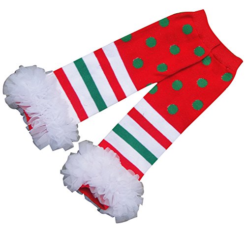 Pinkyee Little Girl'S Christmas Stripes And Polka Dots Leg Warmers Red