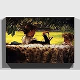 BIG Arty Pie James Tissot Reading a Story Canvas Print, Multi-Colour, 30 x 20-Inch