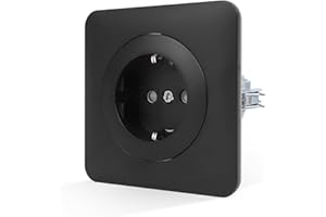 CNBINGO Pojedyncze gniazdko podtynkowe z pazurami – proste gniazdko Schuko z materiałami hamującymi płomień PC, 16 A, styk ochronny, gniazdko ścienne z zabezpieczeniem przed dziećmi, czarne