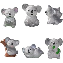 TOPBATHY Figurines De Mini Koala Réalistes 6 Pièces en Résine Adorable Décoration pour Jardin Fête Danniversaire Maison Bureau