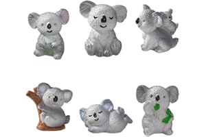 LGWJHCY Miniature KoalaCake Decoration, 6 pezzi KoalaAnimal Figures, KoalaAnimal Statue Children's Birthday Party Supplies Mini Animal Model Micro Landscape Ornament for Children Gifts