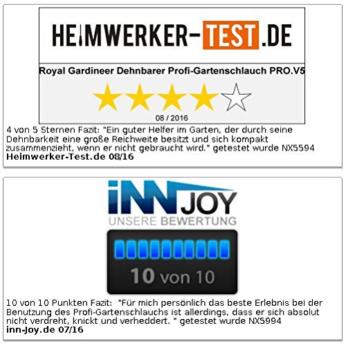 Royal Gardineer Dehnbarer Profi-Gartenschlauch PRO.V5 mit Alu-Anschlüssen, 17,5 – 50 m - 7