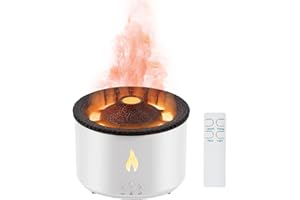 Mcbazel Volcano Humidifier with Jellyfish Mist, Flame Diffuser for Bedroom with Flame Night Light & Remote Control for Bedroom-360ml