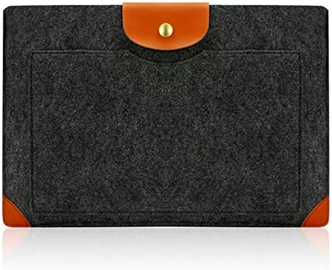Sinoguo Classic Gray Felt &amp; Leather Case Sleeve Pouch for Macbook Air 11 Inch, Handmade Laptop Bag Holder Pouch with a Pocket Outside for Macbook Air 11 Inch and Most Popular 11~11.6 inches Laptop / Notebook / Ultrabook /Netbook