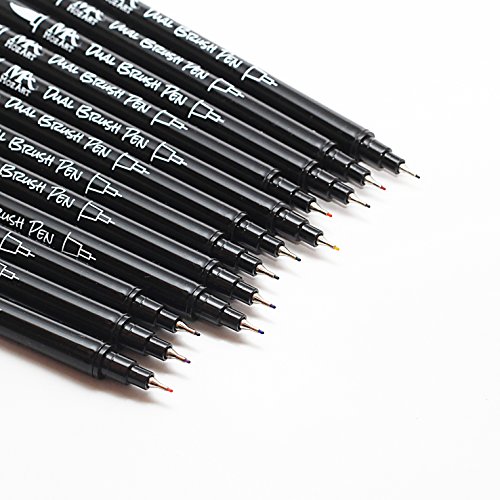 Pinselstift-Set mit zwei Spitzen– 12 Farben – Langlebig, Wasserfarben-Effekt, Aquarell – Ideal für Malbücher, Manga, Comic, Kalligrafie – MozArt Supplies - 8